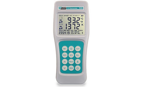 The TEGAM 932B Thermocouple Thermometer serves as a datalogging thermometer with wireless Bluetooth connectivity.